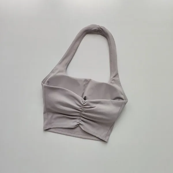 brassière de sport dos nu femme gris